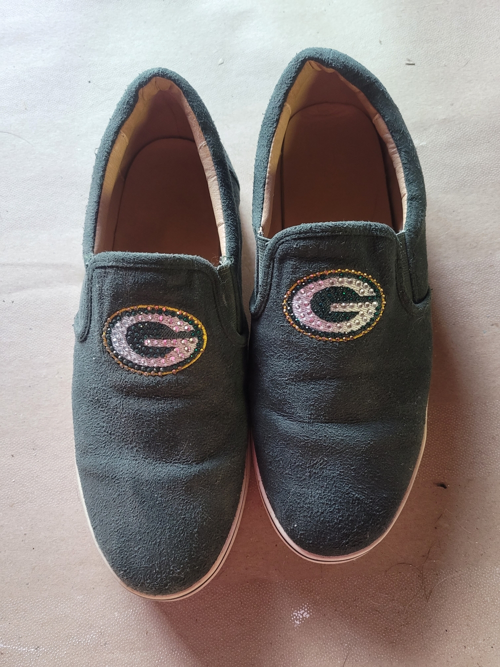 Womens Slip-On Shoes with Green & White Logo
